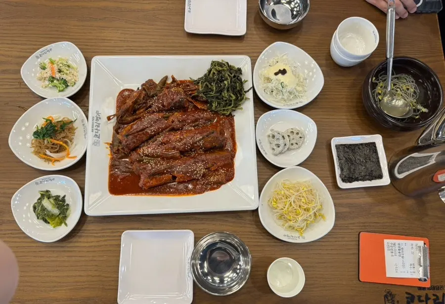 Basic table setting with namul and japchae
