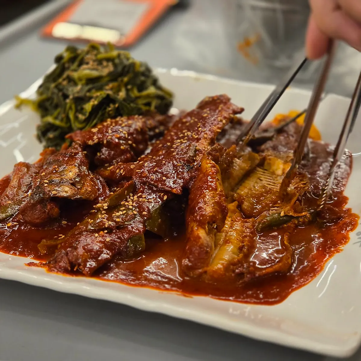 Spicy siraegi pollock stew piled high with siraegi