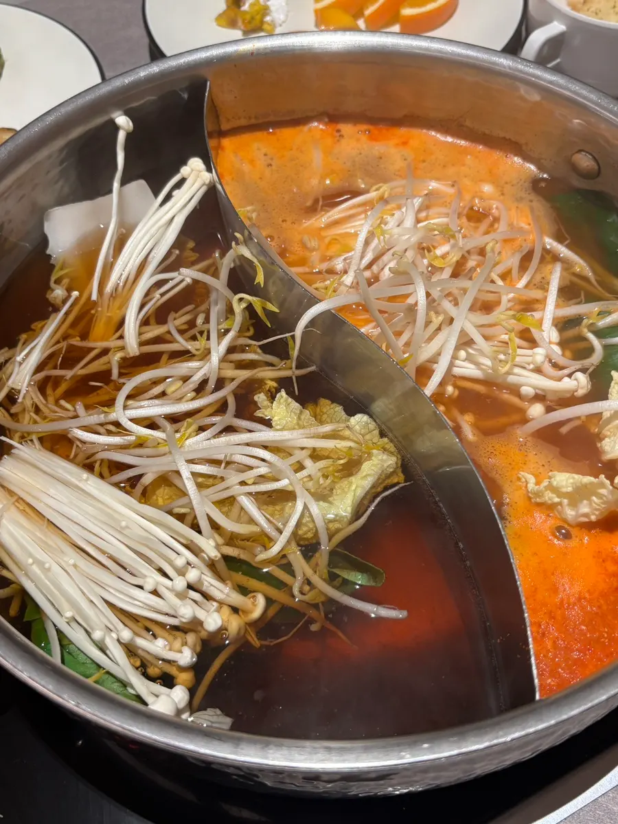Shabu-shabu with shiitake mushroom broth