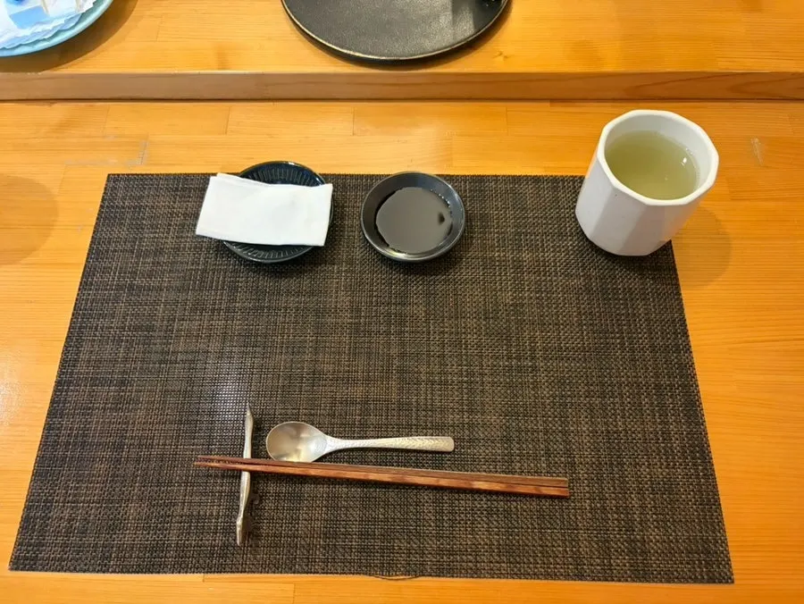 Table setting with salt, ginger, and wasabi at Sushi Ryeo
