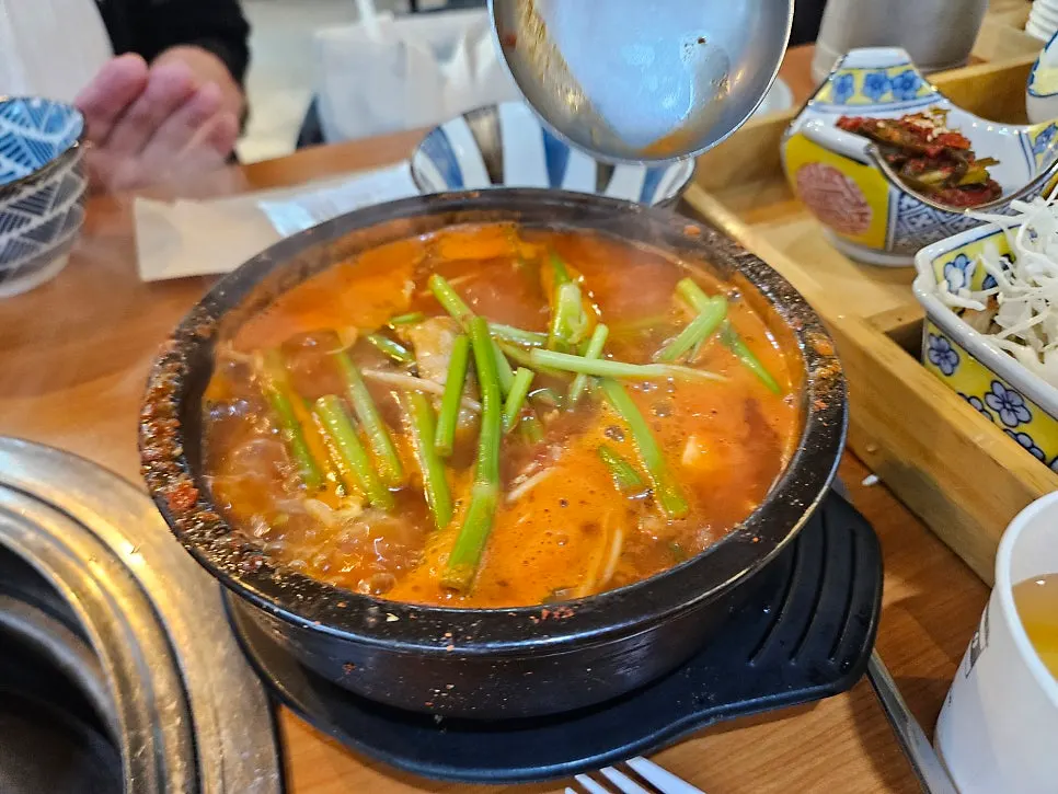 Eel soup served alongside the meal