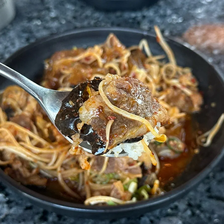 Mala suchae bokkeum paired with rice