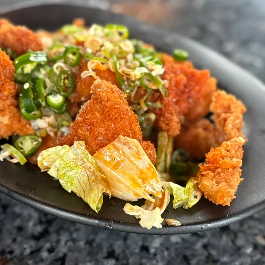 A large piece of the yurinki fried chicken