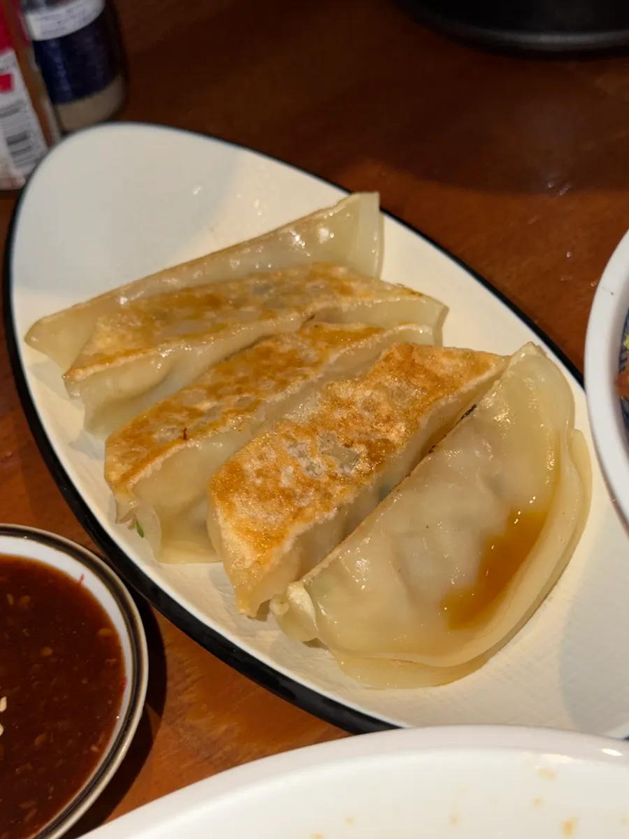 Plato de yaki gyoza doradas