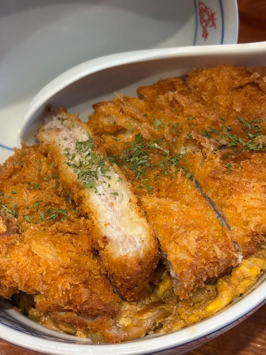 Katsudon rice mixed with sweet-savory soy sauce