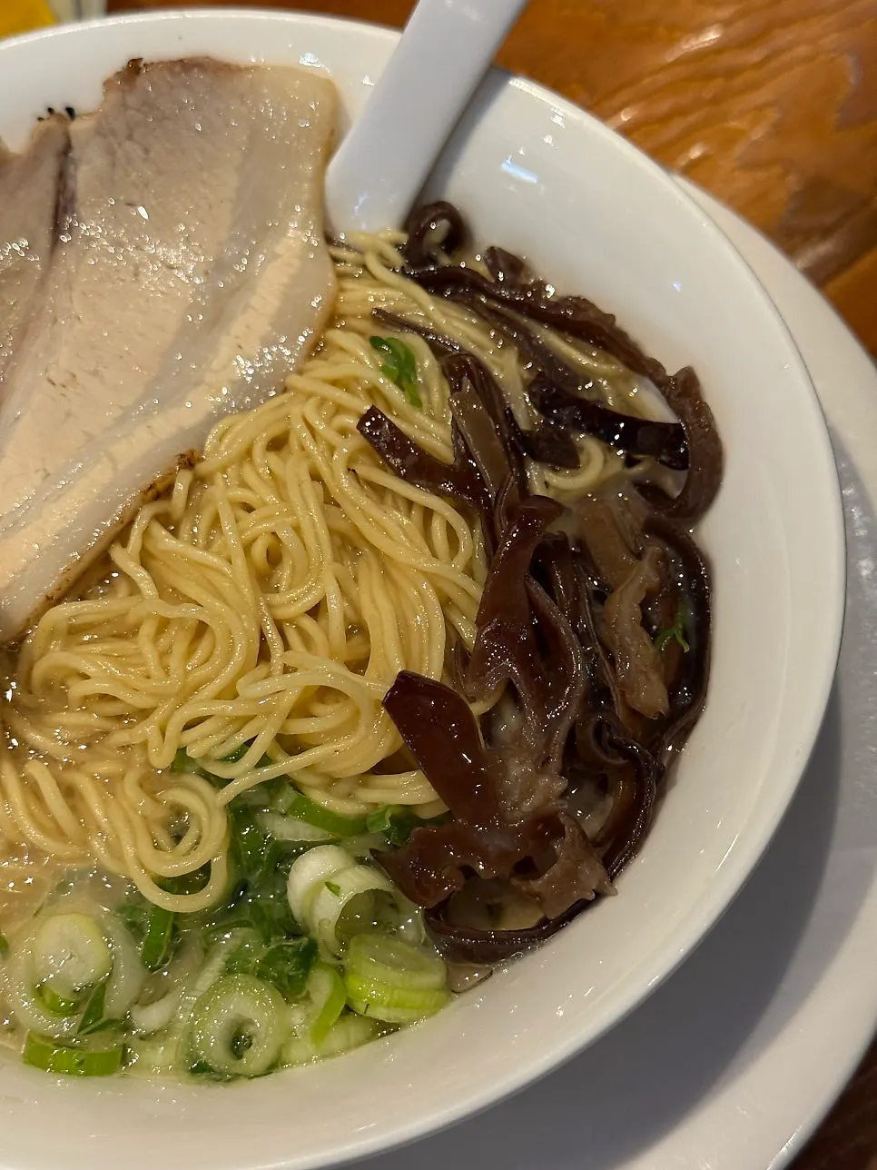 Tonkotsu ramen topped with chashu and soft-boiled egg