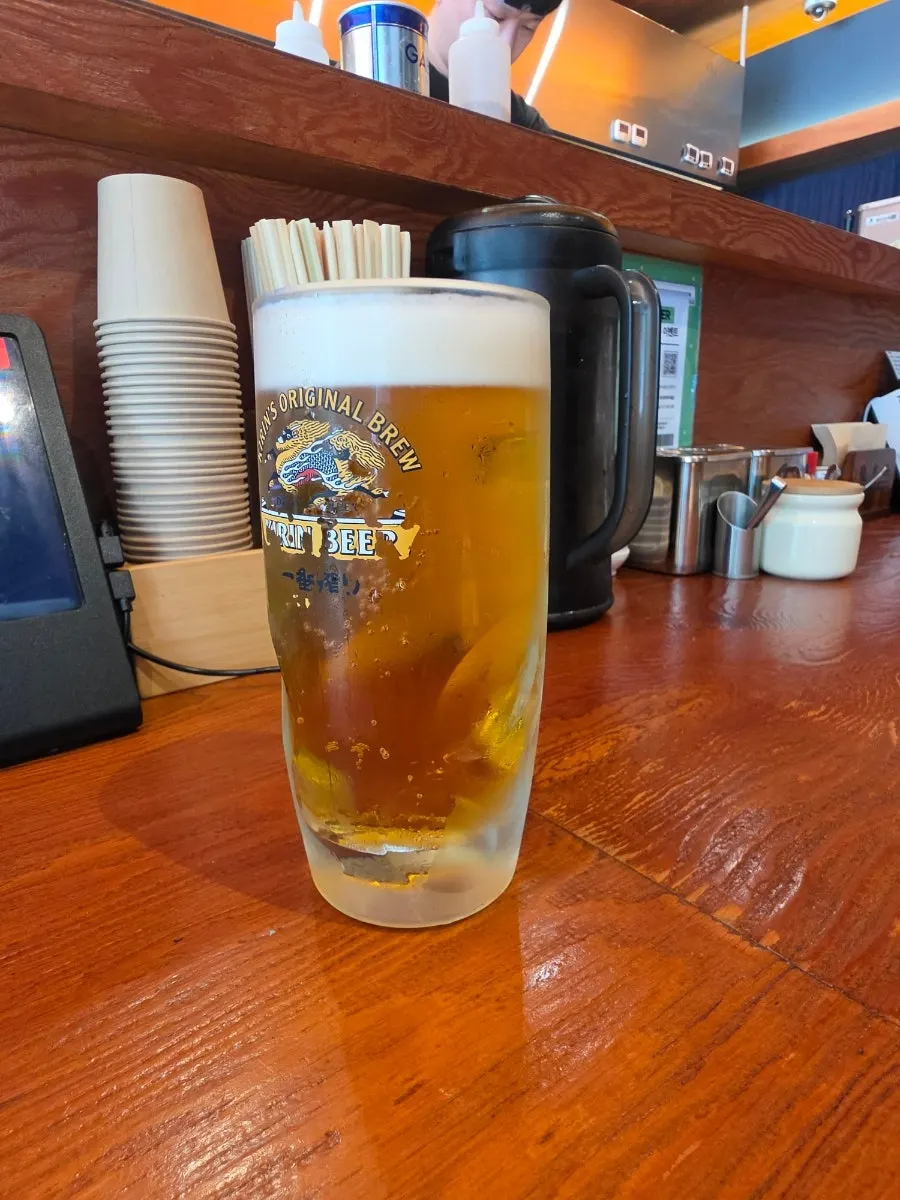 ラーメンと一緒に楽しんだキリン生ビール