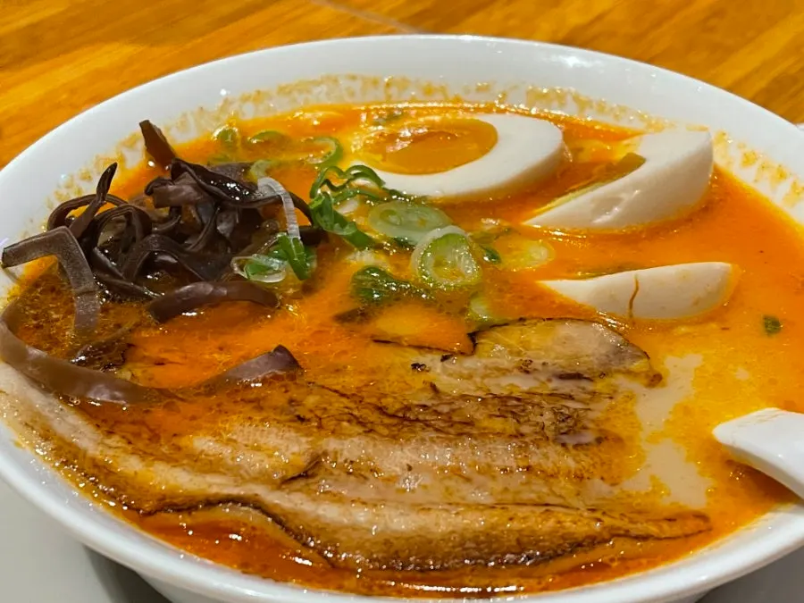 Ramen topped with the added ajitama egg