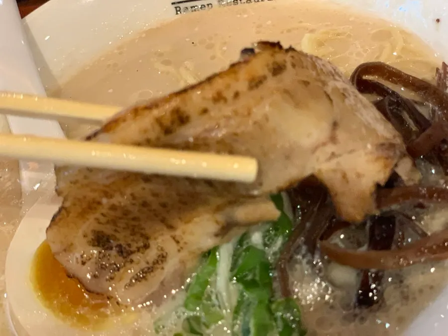Chashu on top of the tonkotsu ramen