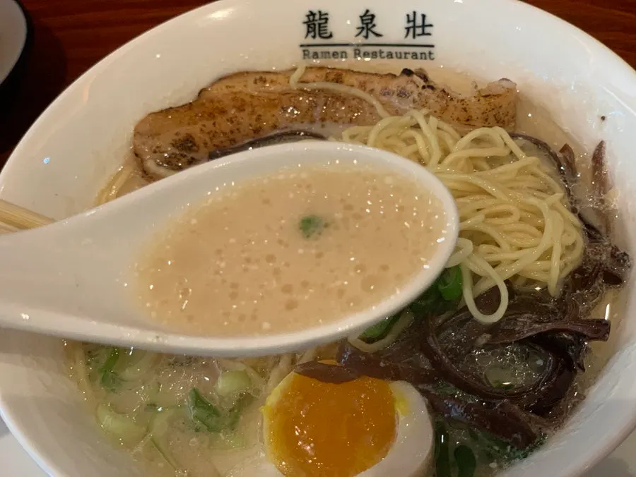 Detail of the toppings on the tonkotsu ramen