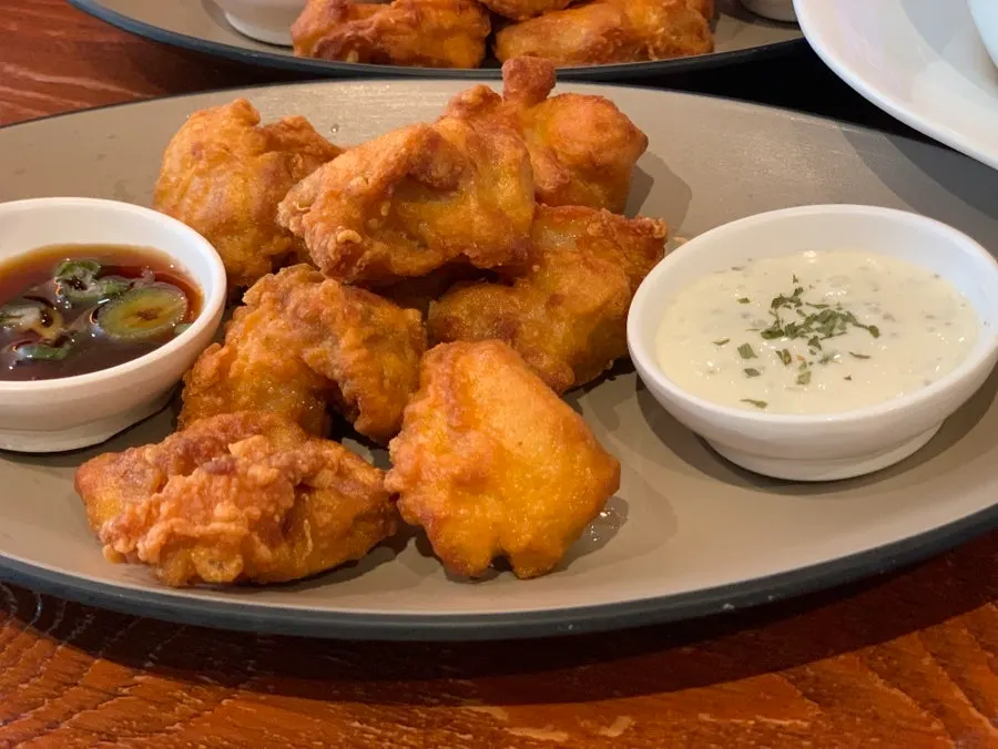 Tori karaage served with mayo sauce