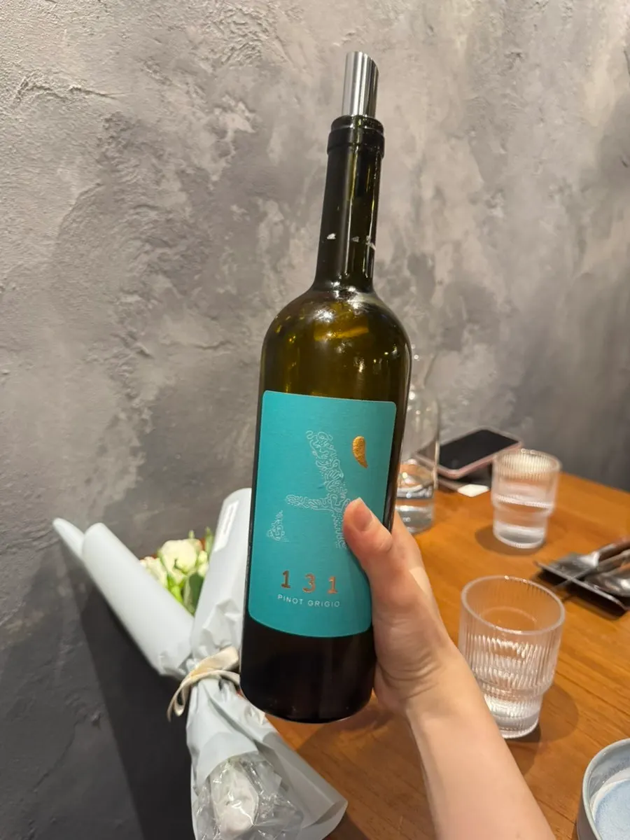 Bottle of 131 Pinot Grigio white wine ordered at Ryuun