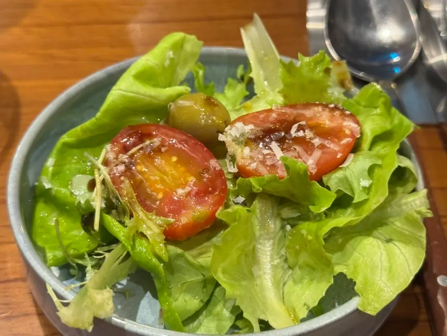 Salad with lemon basil dressing and balsamic