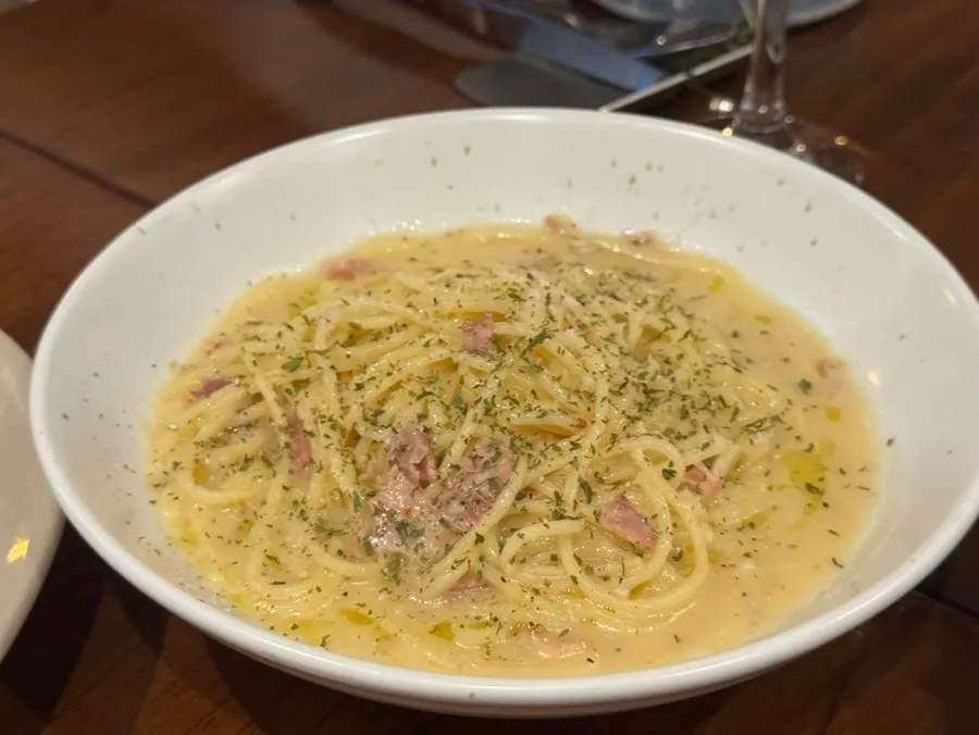 Cream pasta made with chicken bone stock and beef bone broth
