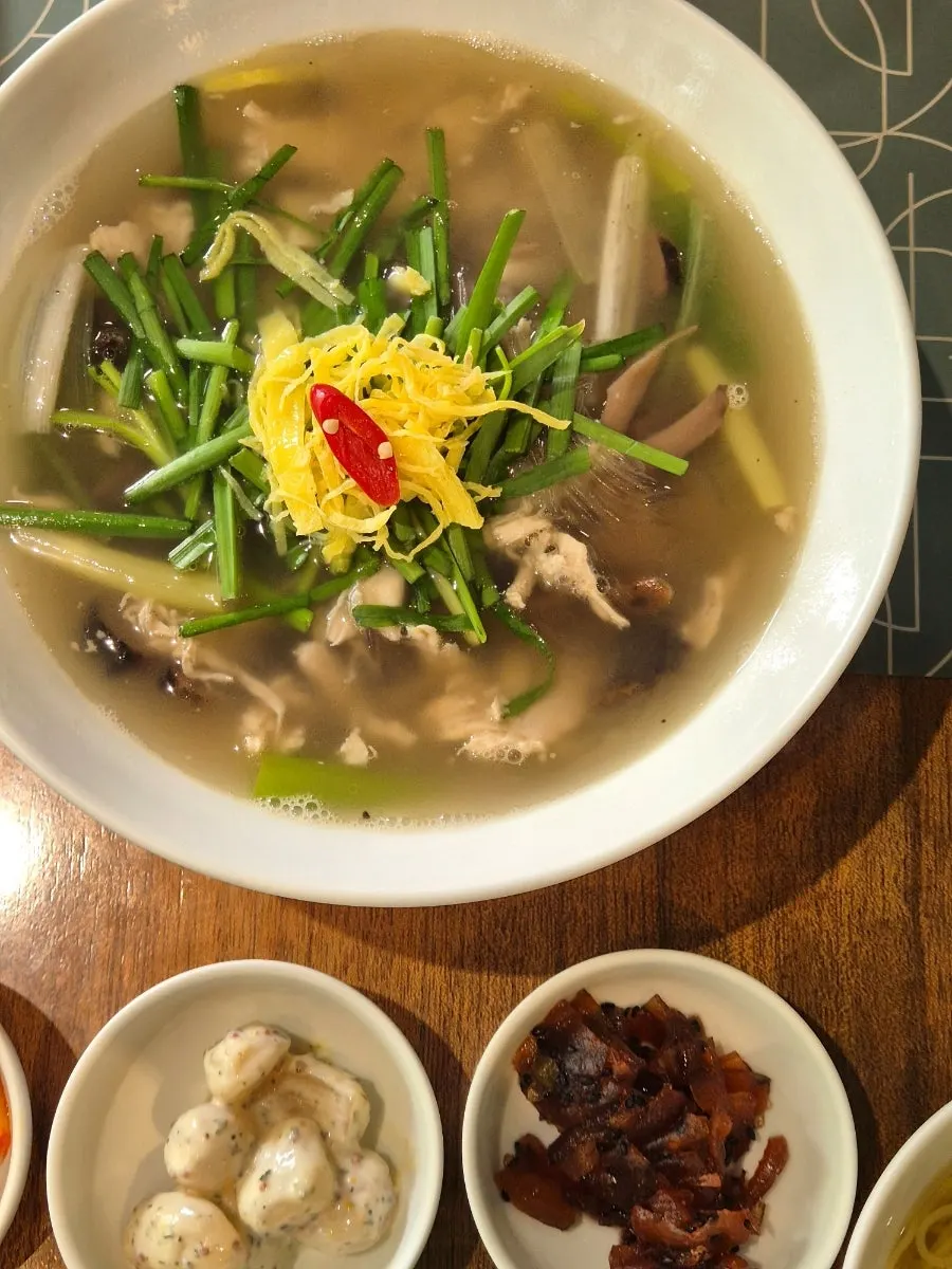 Mini noodles served with the bibimbap