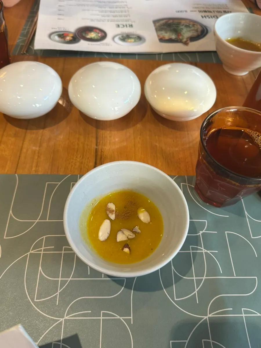 SABAL banchan: kimchi, pickled radish, and rakkyo