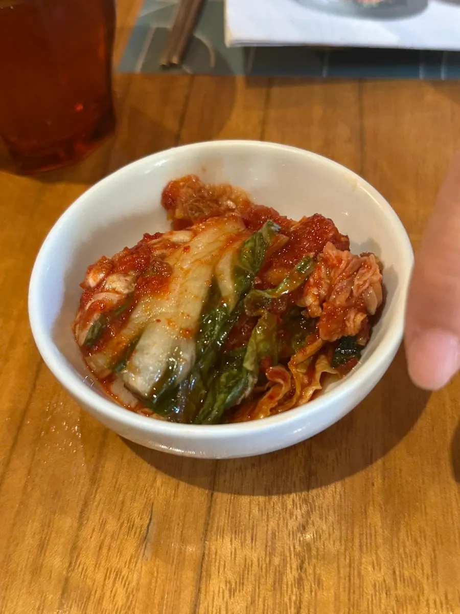 Neatly plated kimchi side dish