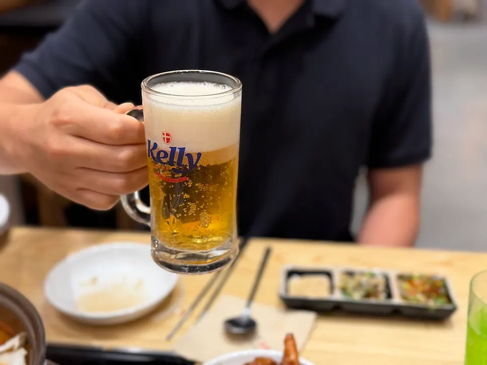 Draft beer poured into a glass