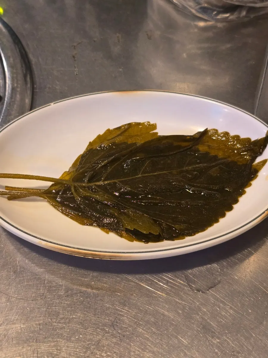 Plate of perilla leaves served as a default side