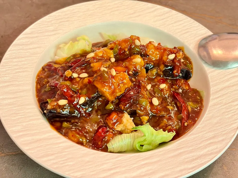Table spread with gochu-jjajang and eohyang eggplant shrimp