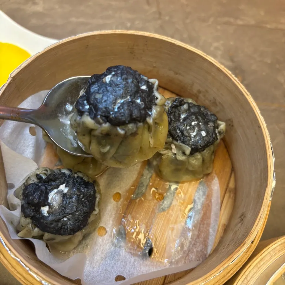 Close-up of the truffle siu mai