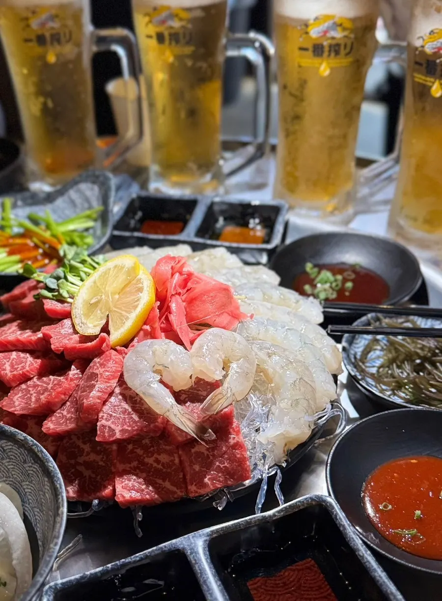 Gwanganri raw shrimp mix topped generously with flying fish roe