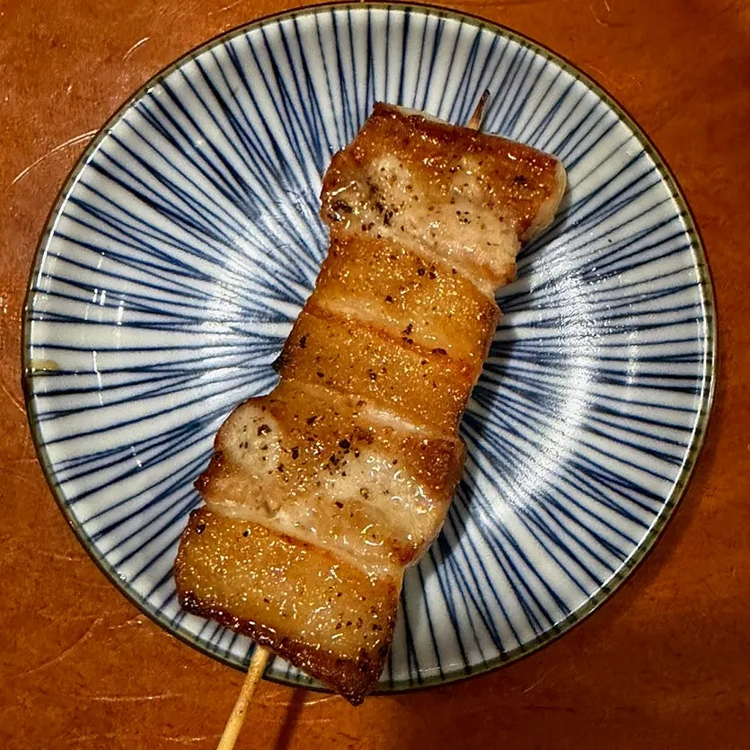 Assorted skewers with tebasaki and pork belly skewers
