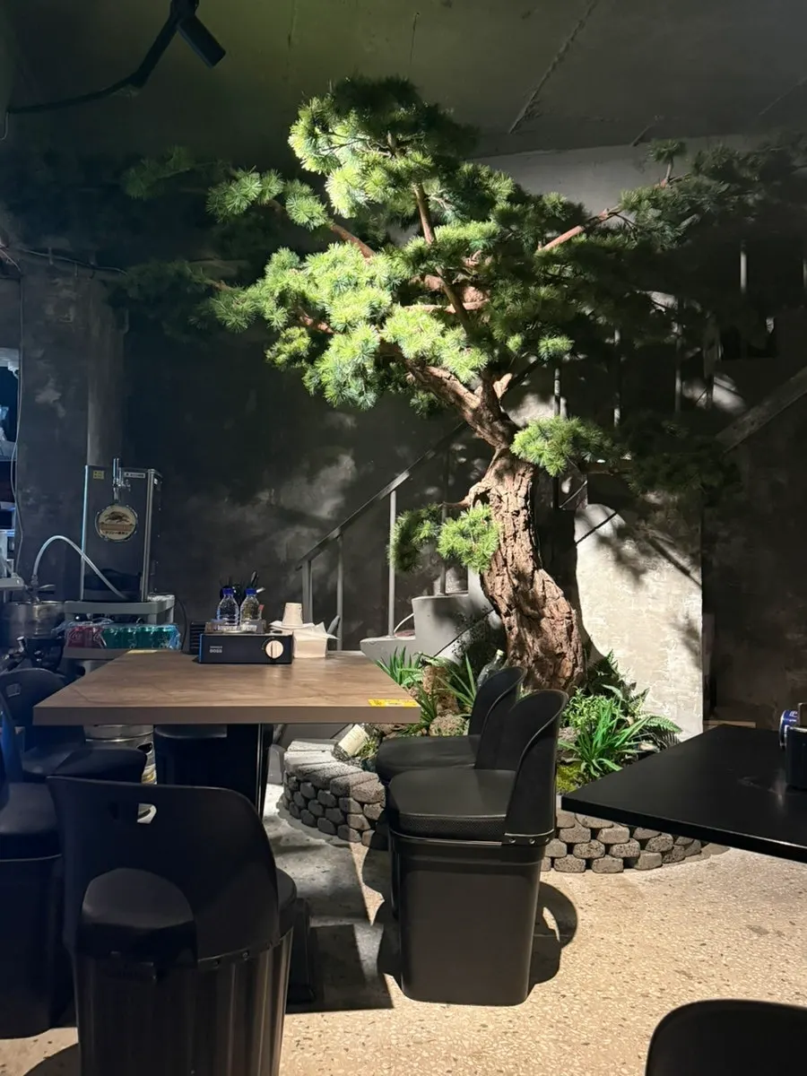 A table in the basement seating area at Susan