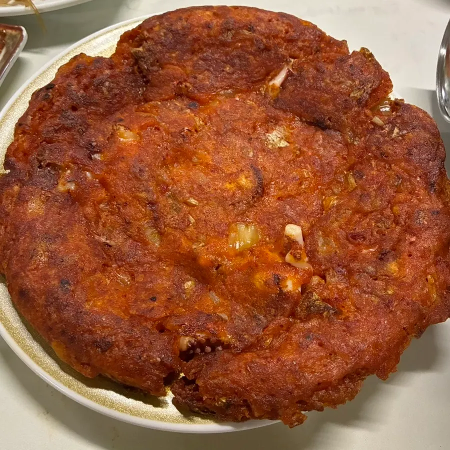 Kimchi jeon served instead of chive pancake