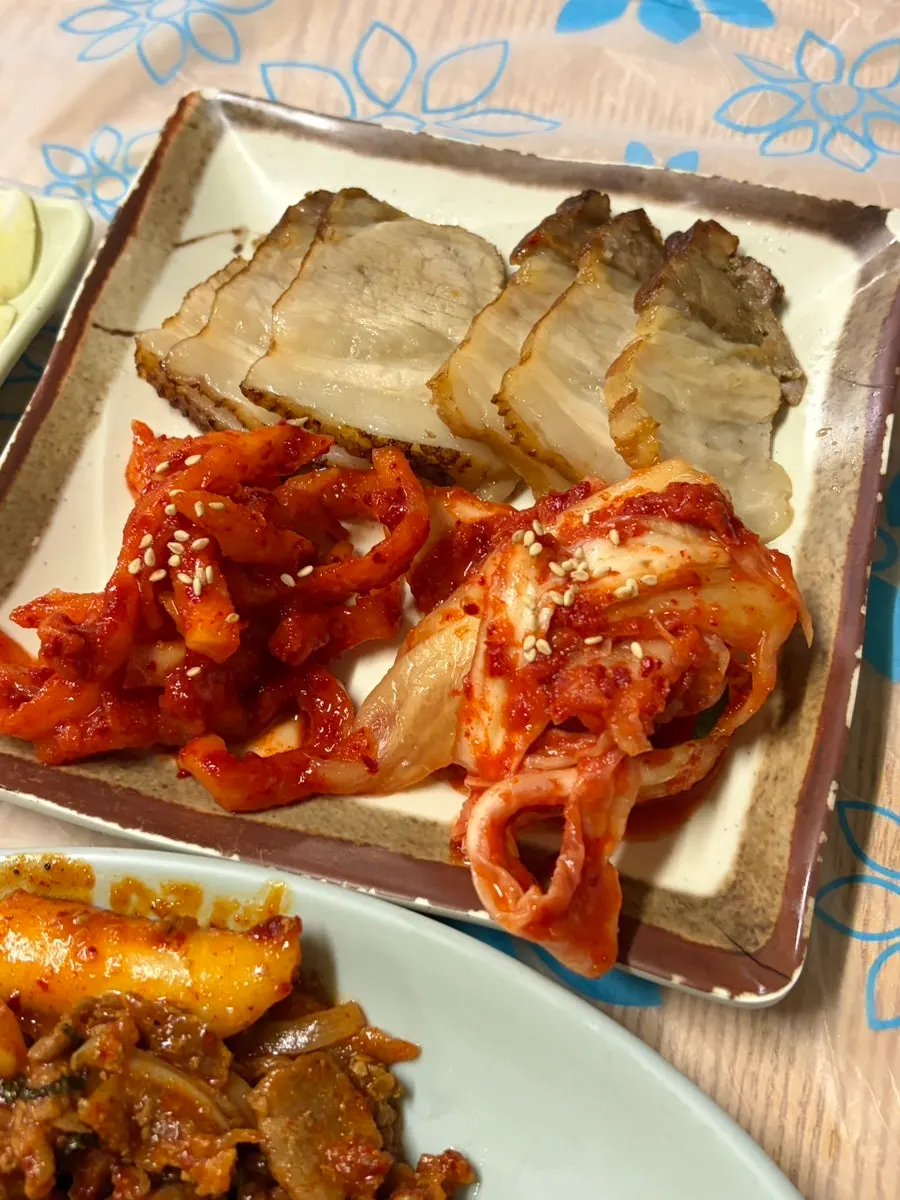 Plate of bossam and kimchi