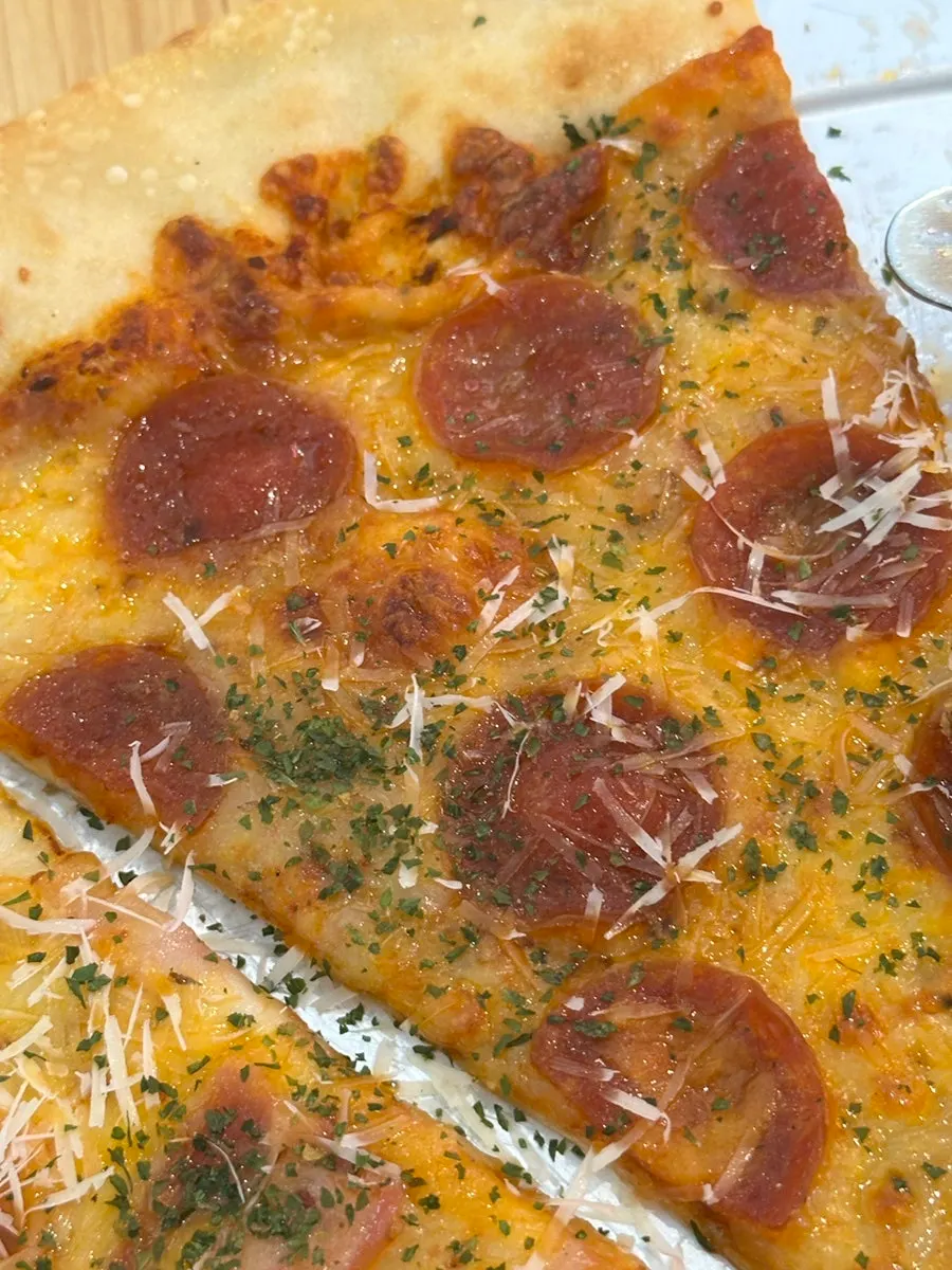 Slice of pepperoni pizza