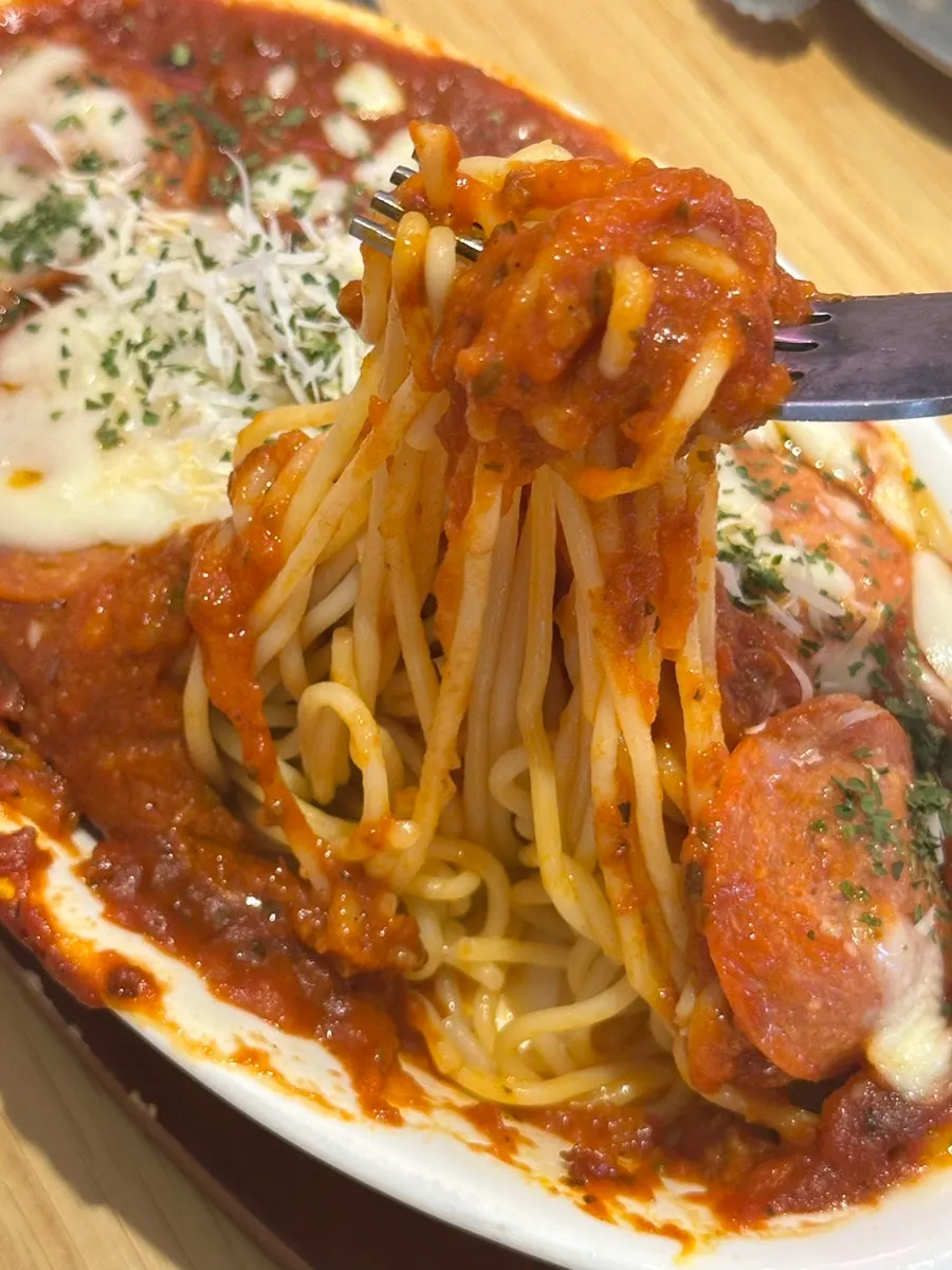 Tomato spaghetti ordered for a child