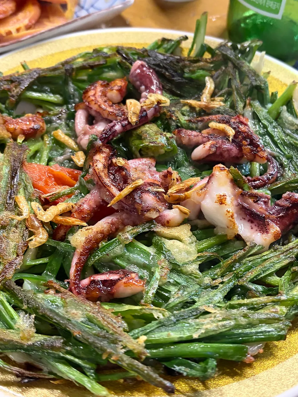 A plate of squid and chive pancake