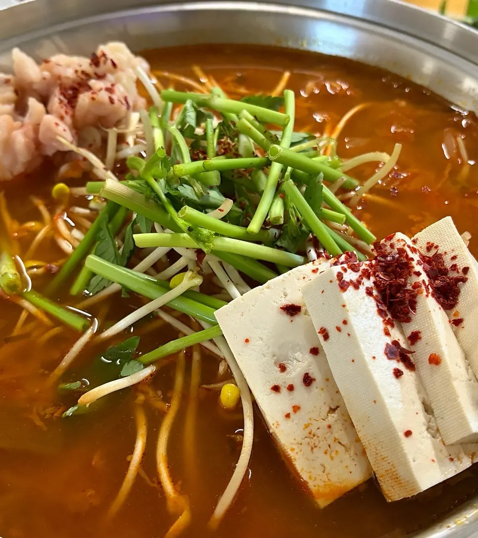 Spicy fish stew with fish milt and tofu