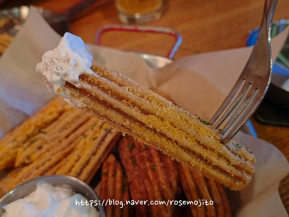 Churros and craft beer on the table