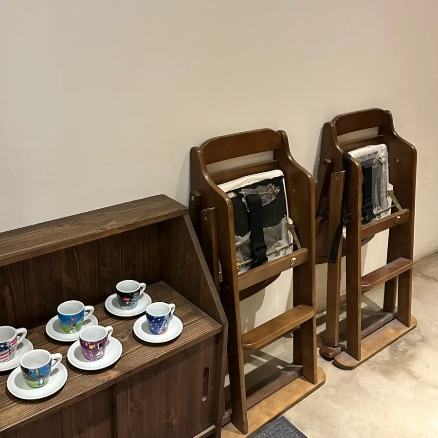 Baby chair set up at the café