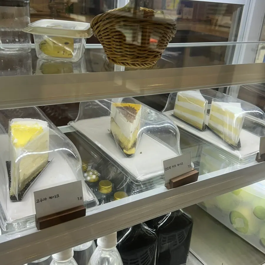 Dessert showcase with four kinds of cake