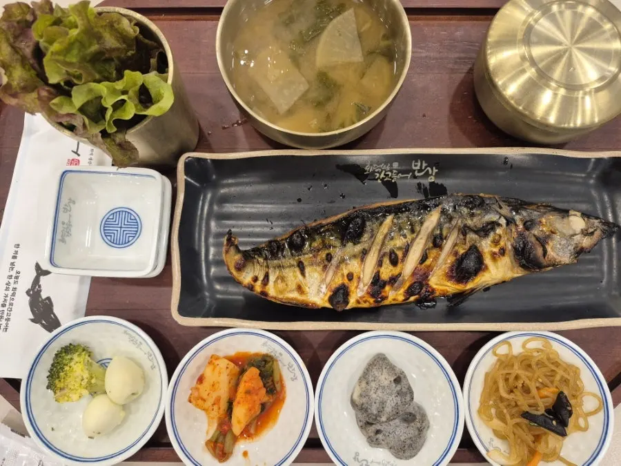 Full spread of the grilled mackerel set