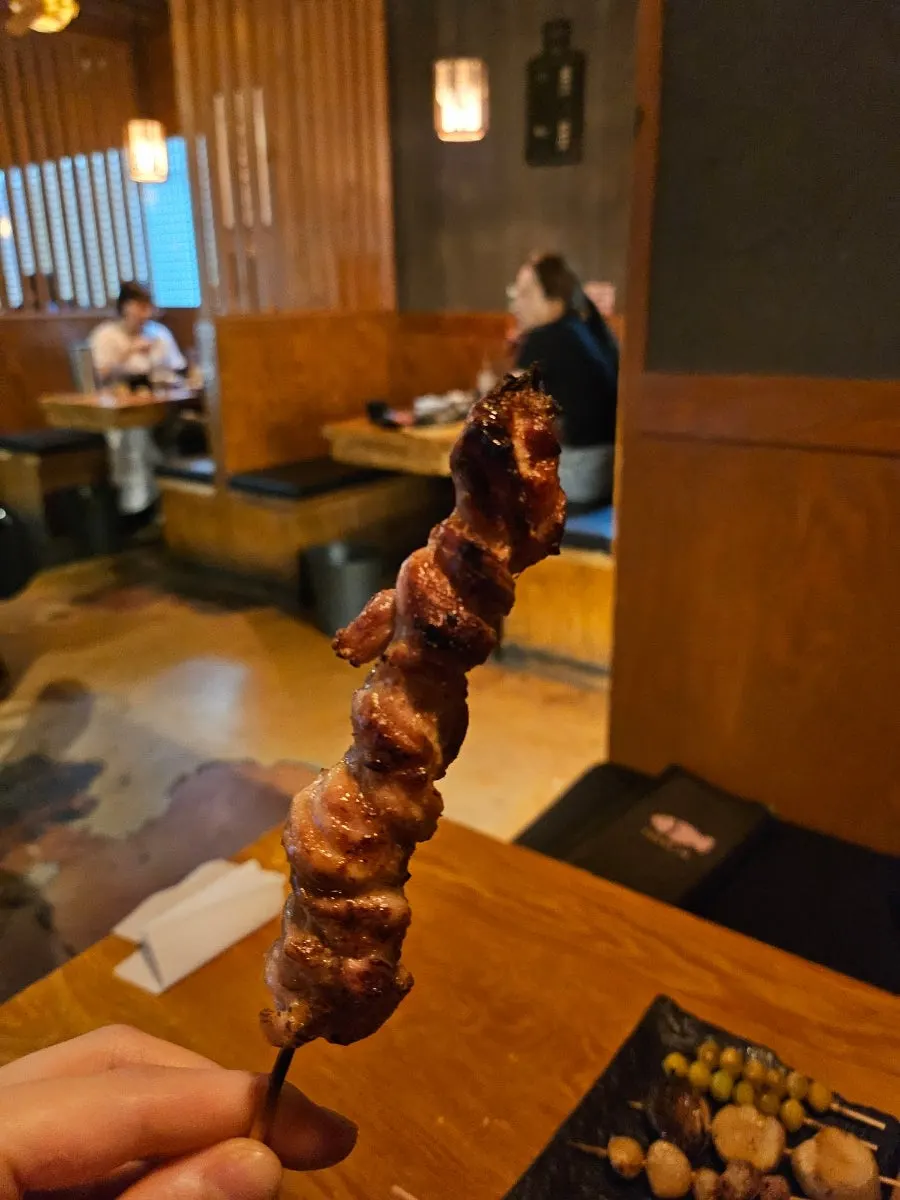 Skewer menu including chicken knee cartilage