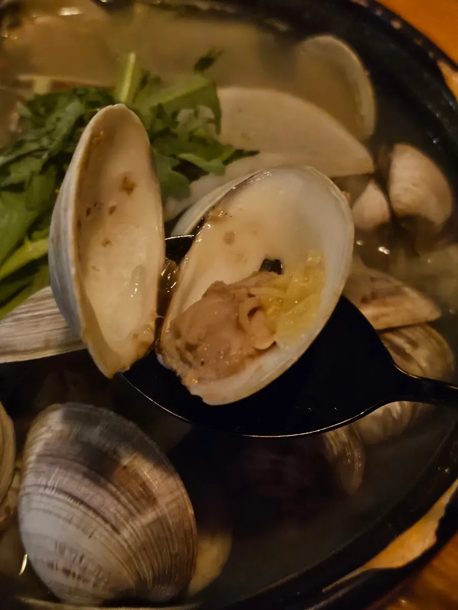 Broth dish with plump clams