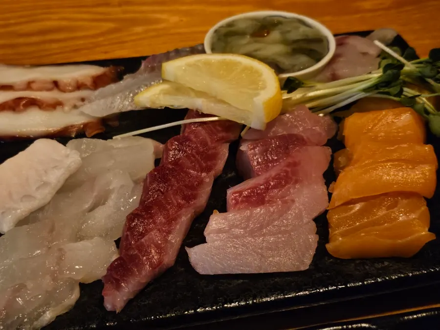 Distilled spirit ordered with sashimi