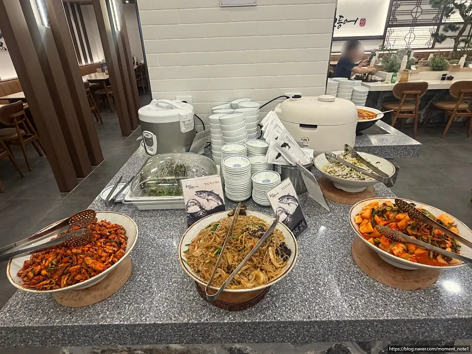 Sungnyung and japchae at the unlimited-refill self bar