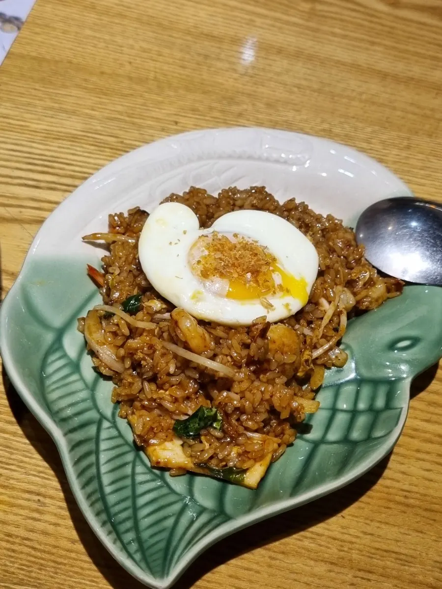 Nasi goreng showing squid and mussels