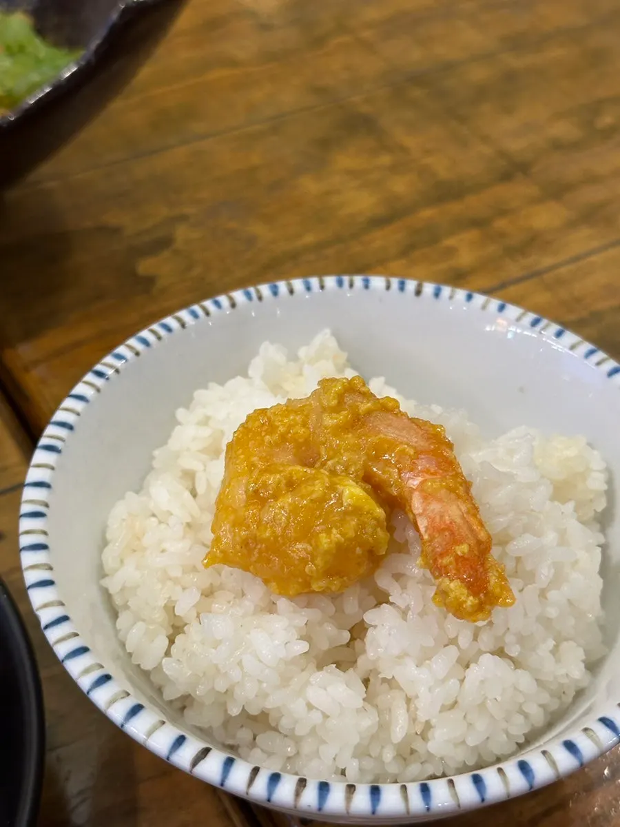 밥에 커리소스를 올린 모습