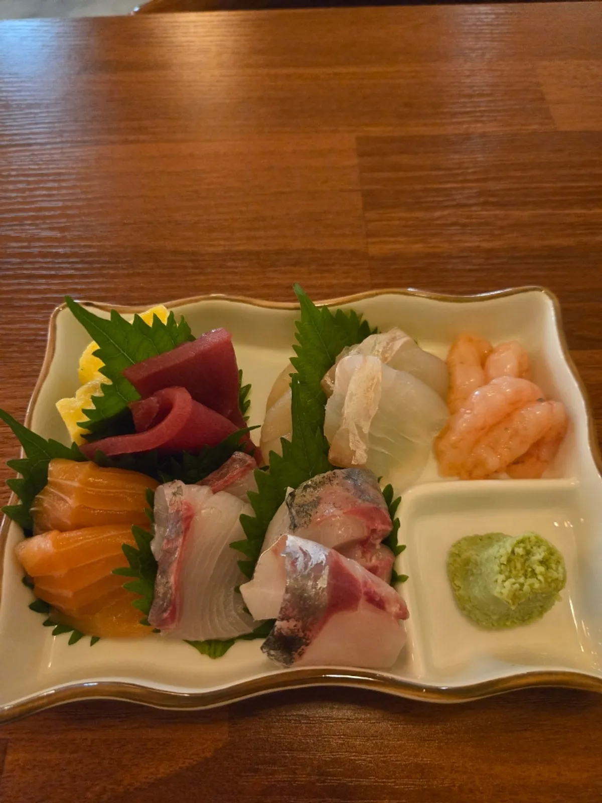 A plate of Sakai's sashimi platter (sashimi moriawase)