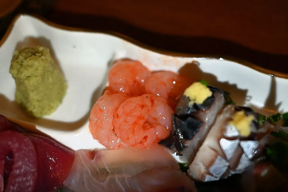 Close-up of sea bream and flounder sashimi