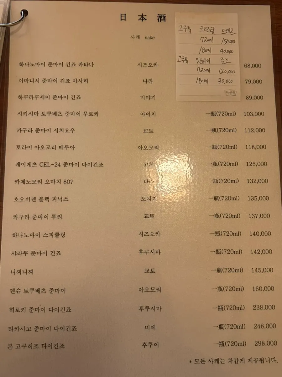 사카이 메뉴판 페이지