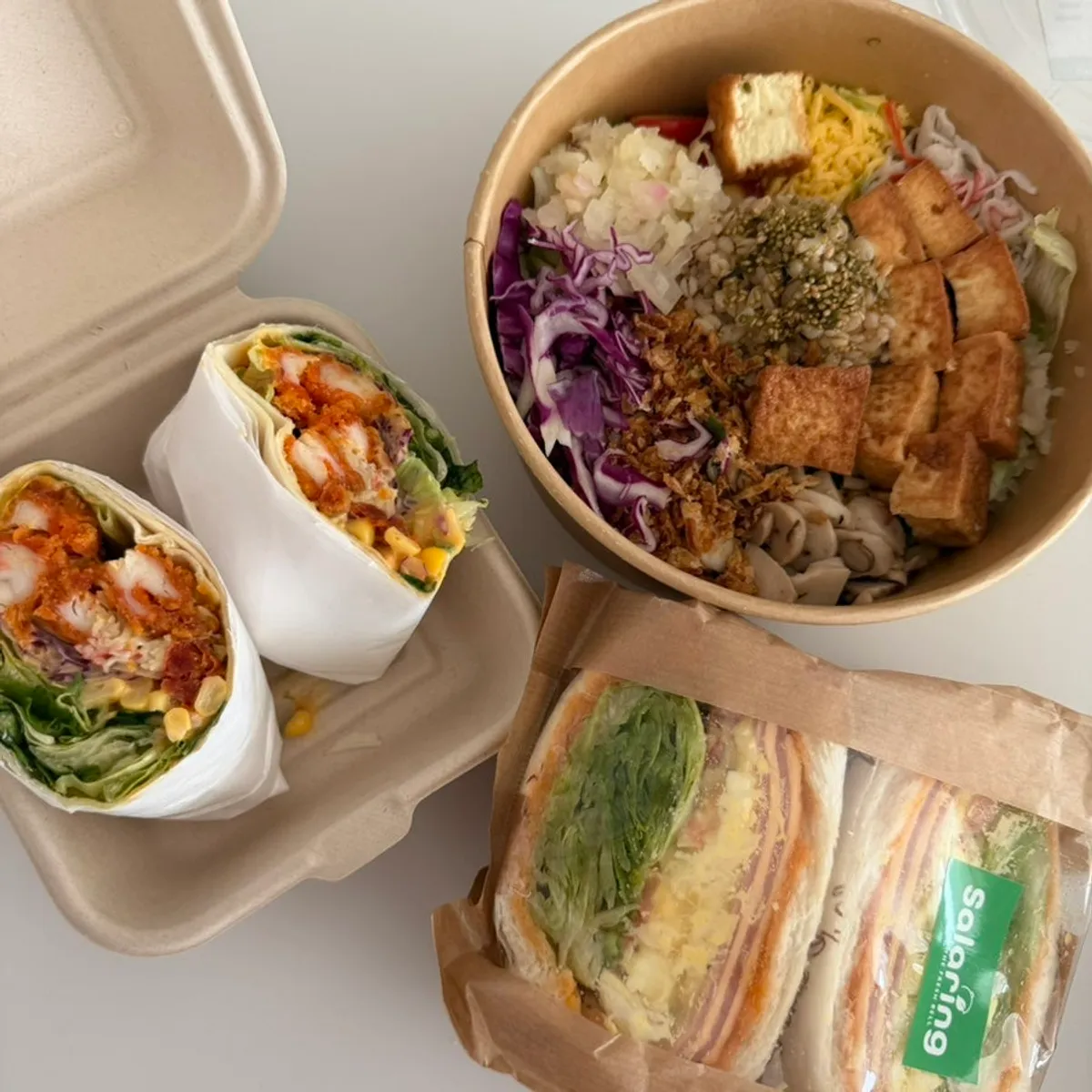 Kombucha ade mixed berry with takeout food