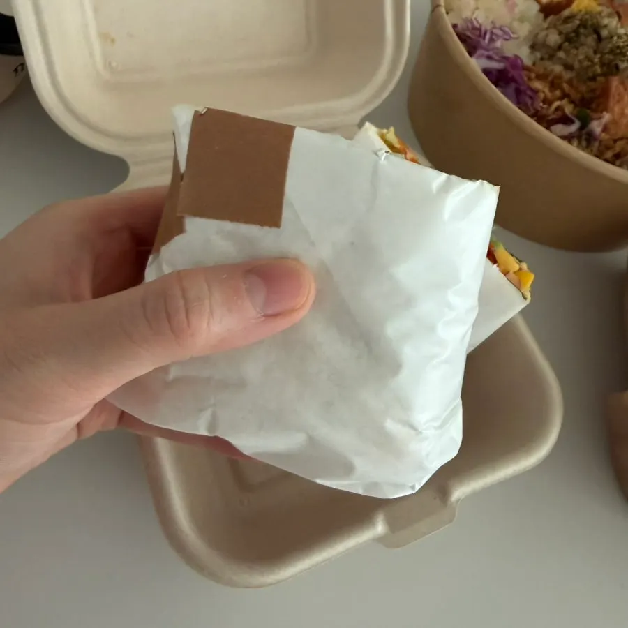 Spicy tender chicken wrap package opened