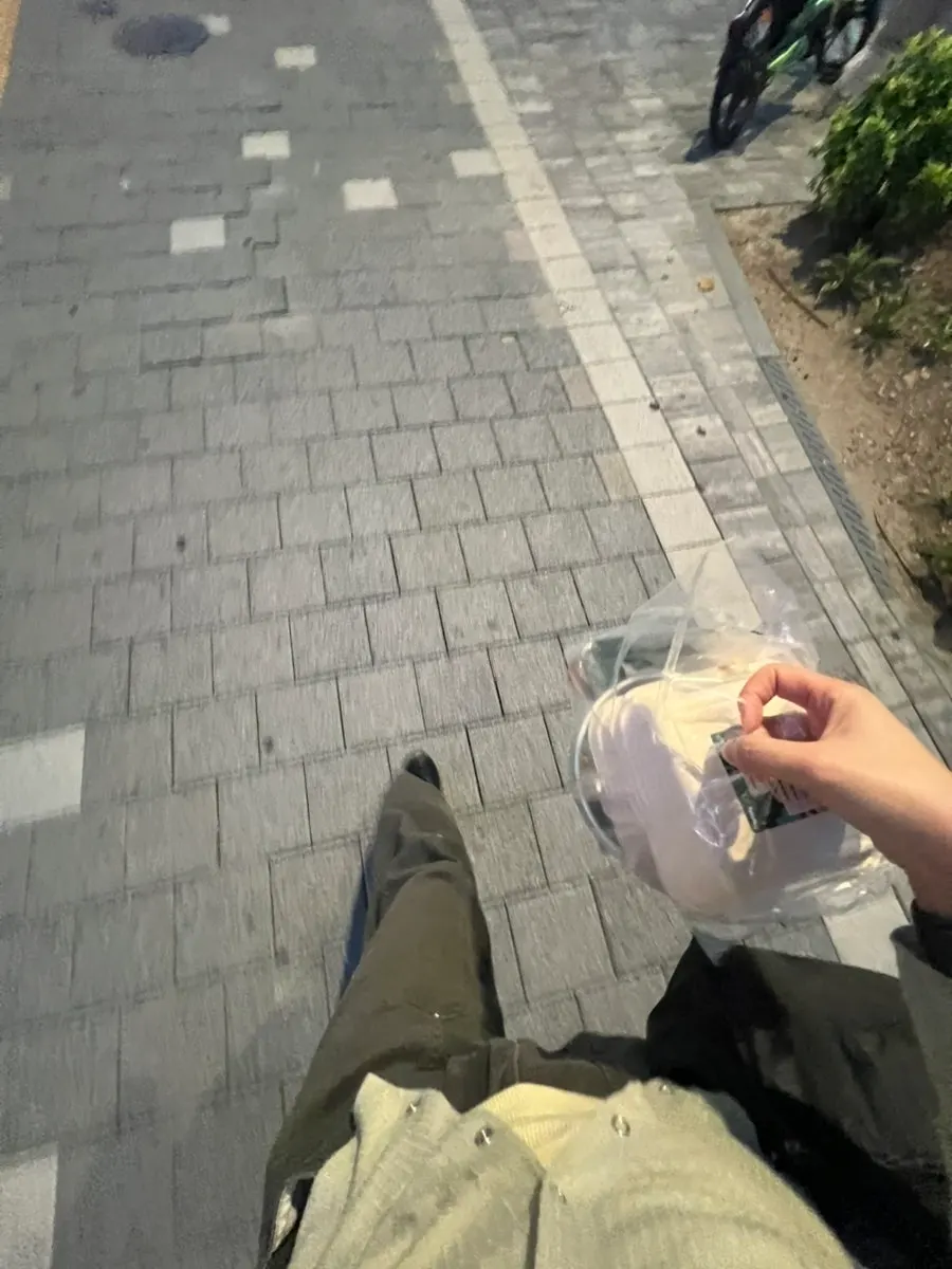 Walking home with the takeout bag
